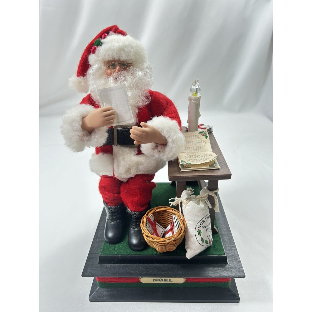 Vintage 1990 Smile Noel Christmas Lighted Musical Santa Reading‎ Letters 12"x7"